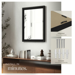 Tectake Wall Mirror Elina - Rectangular, With Plastic Frame, Includes Mounting Materials 40 X 60 Cm  - Black - thumbnail 4