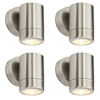4 Pack Dimmable Outdoor Ip65 Wall Downlight - 7W Gu10 Led - Stainless Steel - image 1