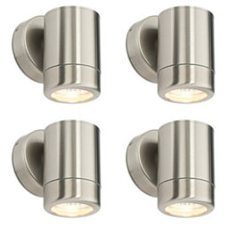 4 Pack Dimmable Outdoor Ip65 Wall Downlight - 7W Gu10 Led - Stainless Steel - thumbnail 1