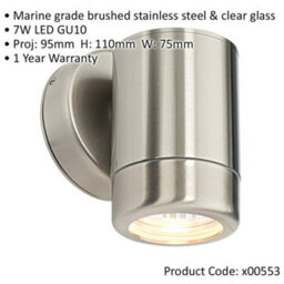 4 Pack Dimmable Outdoor Ip65 Wall Downlight - 7W Gu10 Led - Stainless Steel - thumbnail 2