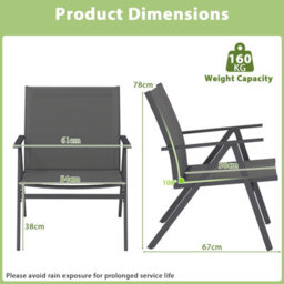 Gainoom Garden Patio Chairs Set Of 2 Outdoor Armchairs Lawn Bistro Chairs - thumbnail 2