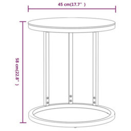 Berkfield Side Table Gold And White Marble 45 Cm Tempered Glass - thumbnail 7