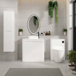 Royal Bathrooms Venice 800mm Gloss White Freestanding Bathroom Countertop Vanity Unit 2 Door With Lyon Basin - thumbnail 4
