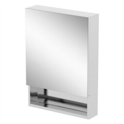 Aveli Bathroom Single Door Mirror Stainless Steel Open Shelf Modern Cabinet 500 X 700 - thumbnail 6
