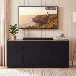 "160 Cm Sideboard Buffet Cabinet Tv Stand Up To 70"" With Push-To-Open Doors" - thumbnail 4