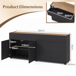 "160 Cm Sideboard Buffet Cabinet Tv Stand Up To 70"" With Push-To-Open Doors" - thumbnail 2