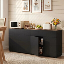 "160 Cm Sideboard Buffet Cabinet Tv Stand Up To 70"" With Push-To-Open Doors" - thumbnail 3