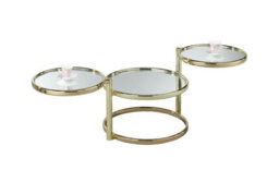 Aspect Furniture Eternity Coffee Table With Swivel Motion, Metal Brass/mirrored Top - thumbnail 2