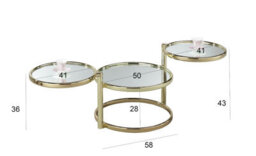 Aspect Furniture Eternity Coffee Table With Swivel Motion, Metal Brass/mirrored Top - thumbnail 3