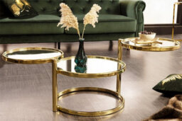 Aspect Furniture Eternity Coffee Table With Swivel Motion, Metal Brass/mirrored Top
