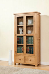 Buttercup Farm Shrewsbury Display Cabinet With Glass Doors - L37 X W90 X H180 Cm - Oak - thumbnail 2