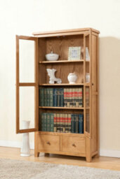 Buttercup Farm Shrewsbury Display Cabinet With Glass Doors - L37 X W90 X H180 Cm - Oak - thumbnail 3