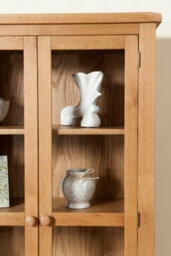 Buttercup Farm Shrewsbury Display Cabinet With Glass Doors - L37 X W90 X H180 Cm - Oak - thumbnail 4