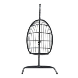 Thehotsale Outdoor Swing Chair Hanging Egg Chair Egg Swing Hammock Chair With Stand Removable Seat And Head Cushions Metal Frame Rattan - thumbnail 4