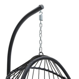 Thehotsale Outdoor Swing Chair Hanging Egg Chair Egg Swing Hammock Chair With Stand Removable Seat And Head Cushions Metal Frame Rattan - thumbnail 5