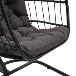 Thehotsale Outdoor Swing Chair Hanging Egg Chair Egg Swing Hammock Chair With Stand Removable Seat And Head Cushions Metal Frame Rattan - thumbnail 6