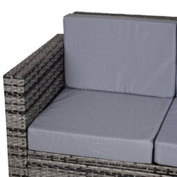 Outsunny Rattan Wicker 2-Seat Sofa Loveseat Padded Garden Furniture Grey - thumbnail 9