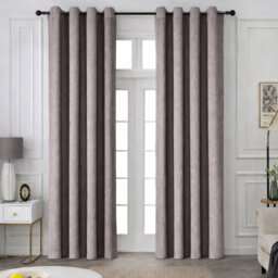 Oxford Homeware Eyelet Linen Effect Curtains Mocha Fully Lined 100% Blackout Thermal Insulated Curtain Pair (W)168Cmx(L)183Cm - thumbnail 1