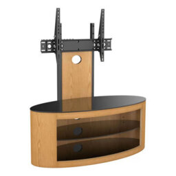 Avf Buckingham 1000 Oak Tv Stand For Tvs Up To 65 Real Wood Veneer, Black Glass Shelf Storage, Corner Or Wall Placement Design - thumbnail 4