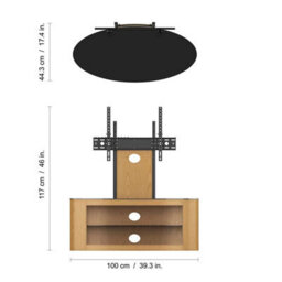 Avf Buckingham 1000 Oak Tv Stand For Tvs Up To 65 Real Wood Veneer, Black Glass Shelf Storage, Corner Or Wall Placement Design - thumbnail 5