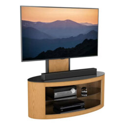 Avf Buckingham 1000 Oak Tv Stand For Tvs Up To 65 Real Wood Veneer, Black Glass Shelf Storage, Corner Or Wall Placement Design - thumbnail 2