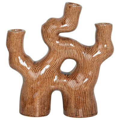 Beliani Flower Vase Barbus Stoneware 31 Cm Brown - image 1