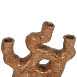 Beliani Flower Vase Barbus Stoneware 31 Cm Brown - thumbnail 7