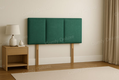 Comfy Deluxe Green Coniston Velvet 3 Panel 3Ft Single Headboard 26Inch