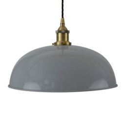 French Grey Worcester Painted Dome Pendant Light With Antique Brass Lamp Holder And Black Twisted Cable - Se Home - thumbnail 1