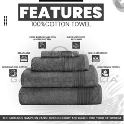 Gc Gaveno Cavailia Hampton Royal 12 Pack Face Towel 30X30 Charcoal Egyptian Cotton Premier Super Absorbent Towel - thumbnail 2