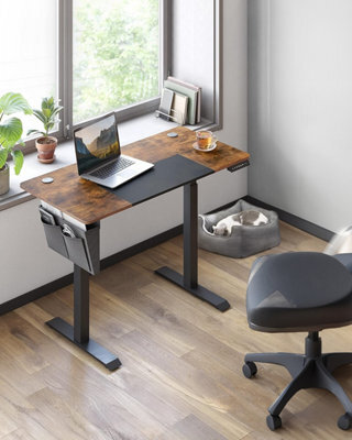 Height Adjustable Desk, Electric Standing Desk, Customize Your Height, Modular Tabletop, Rustic Brown And Black - image 1