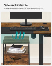 Songmics Height Adjustable Desk, Electric Standing Desk, Customize Your Height, Modular Tabletop, Rustic Brown And Black - thumbnail 5