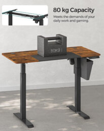 Songmics Height Adjustable Desk, Electric Standing Desk, Customize Your Height, Modular Tabletop, Rustic Brown And Black - thumbnail 4