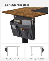 Songmics Height Adjustable Desk, Electric Standing Desk, Customize Your Height, Modular Tabletop, Rustic Brown And Black - thumbnail 6