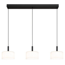 Luminosa Lighting Luminosa Trenton Bar Pendant Ceiling Light Matt Black Opal Alabaster Optic Glass Shade 3X Led 2700-4000K - thumbnail 3
