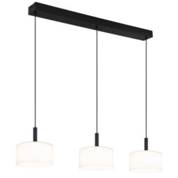 Luminosa Lighting Luminosa Trenton Bar Pendant Ceiling Light Matt Black Opal Alabaster Optic Glass Shade 3X Led 2700-4000K