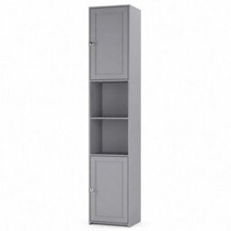 Grey Tall Bathroom Storage Cabinet 2 Door Mdf Freestanding - thumbnail 5