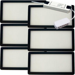 6-Pack Matt Black Ultra-Slim Under Cabinet Led Kitchen Lights With Driver Kit - Natural White Glow