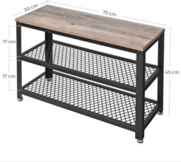 Songmics Shoe Bench, Shoe Rack With 2 Shelves, Shoe Organiser, Entryway Living Room Hallway, Steel, Industrial, Greige And Black - thumbnail 2