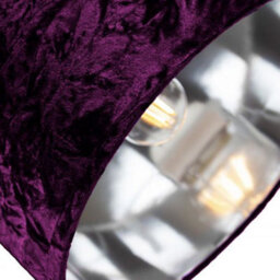 Happy Homewares Modern Purple Crushed Velvet 12 Table/pendant Lampshade With Shiny Silver Inner - thumbnail 2