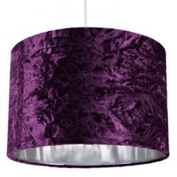 Happy Homewares Modern Purple Crushed Velvet 12 Table/pendant Lampshade With Shiny Silver Inner