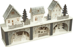 Netagon Christmas Battery Powered Wooden Light Up Festive Scene Ornament- Large - thumbnail 2