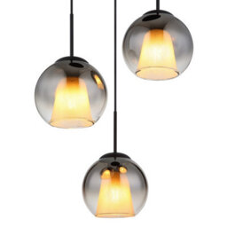 Luminosa Lighting Luminosa Barry Cluster Pendant Ceiling Light Matt Black Balls Smoke Glass Shade 3X E27 - thumbnail 3