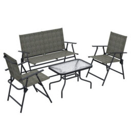 Outsunny Patio Furniture Set, Garden Set W/ Table, Foldable Chairs, A Loveseat - thumbnail 2