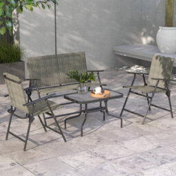 Outsunny Patio Furniture Set, Garden Set W/ Table, Foldable Chairs, A Loveseat - thumbnail 1