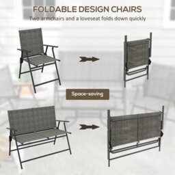 Outsunny Patio Furniture Set, Garden Set W/ Table, Foldable Chairs, A Loveseat - thumbnail 5