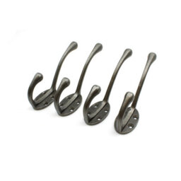 Oakcrafts - Antique Cast Iron Victorian 4 Hole Round Stem Hat & Coat Hook 110mm - Pack Of 4 Hooks - thumbnail 3