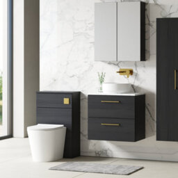 Nuie Arno Wall Hung 2-Drawer Vanity Unit With Laminate Worktop In Anthracite Woodgrain - thumbnail 4