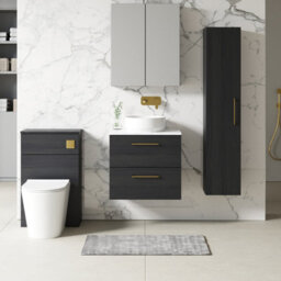 Nuie Arno Wall Hung 2-Drawer Vanity Unit With Laminate Worktop In Anthracite Woodgrain - thumbnail 2