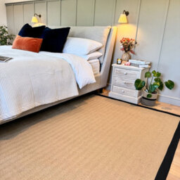 Loomed Beige Natural Jute Herringbone Pattern Non Slip Black Border Rug 70Cm X 240Cm - thumbnail 2